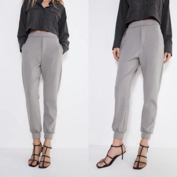 Zara Jogger Track Pants Scuba BF Pocket Slate - Picture 1 of 13